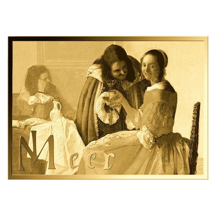 Vermeer Girl with a Wineglass 1/1000 Oz 24k Gold Coin 999 card Chad 2024