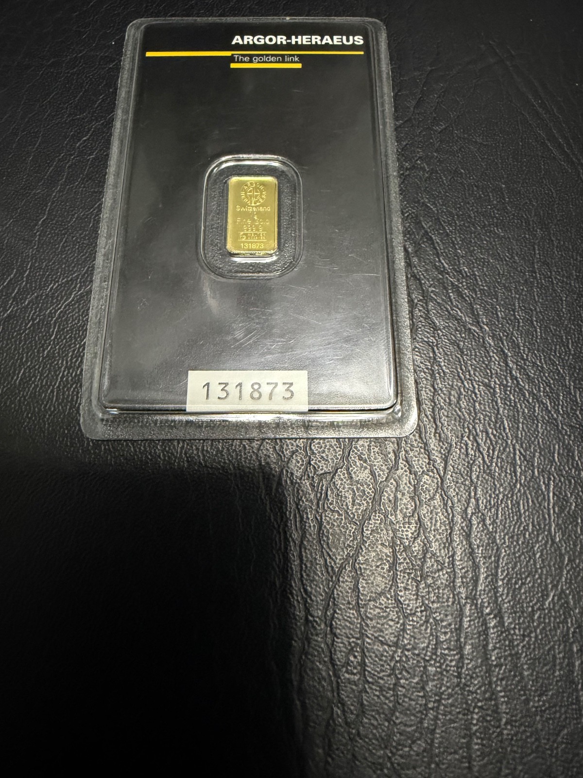 Argor Heraeus Kinebar Holographic 1 gram .9999 fine Gold Bar