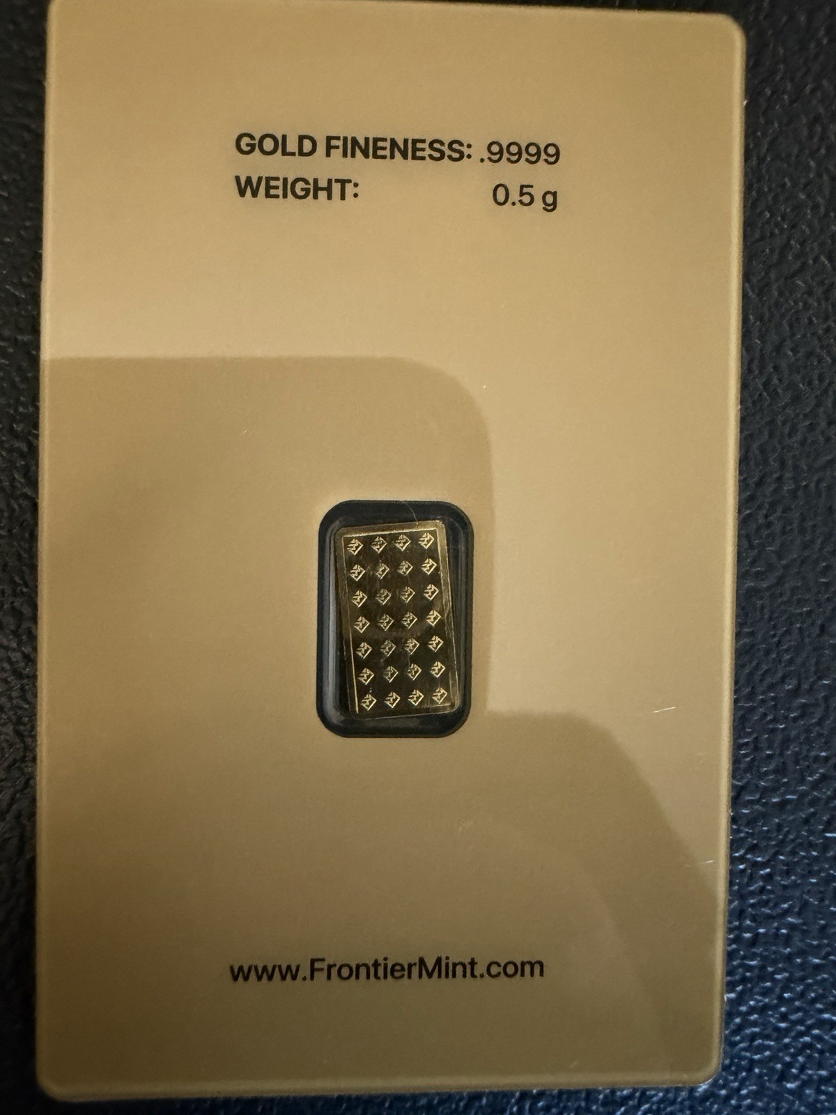 Frontier Mint .9999 Fine 1/2 Gram Gold Bar – In Assay Card – .5 Gram Bullion
