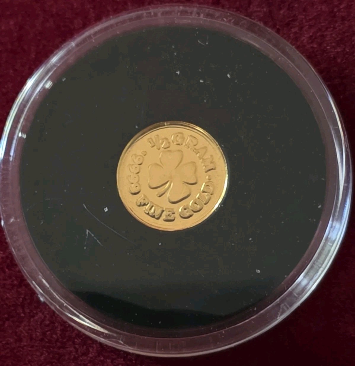 1/2 Gram Monarch Precious Metals Lucky 4 Leaf Clover .9999 Fine Solid Gold Coin
