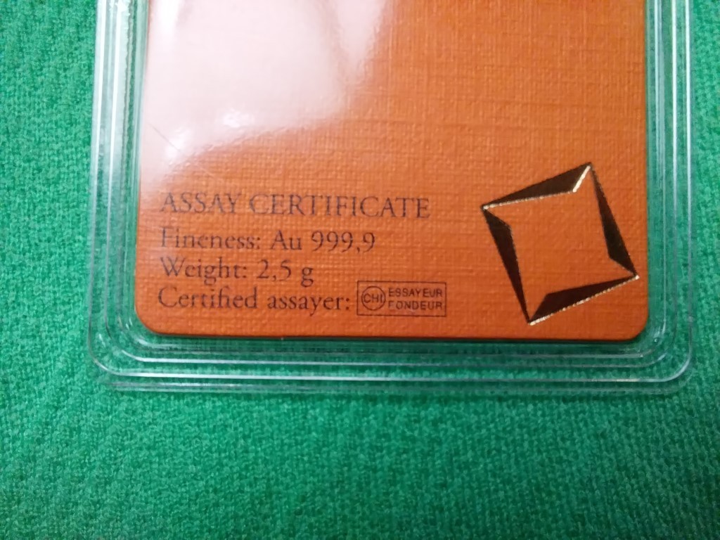 2.5 gram Gold Bar – Valcambi Suisse – 999.9 Fine in Sealed Assay ~ 1 piece