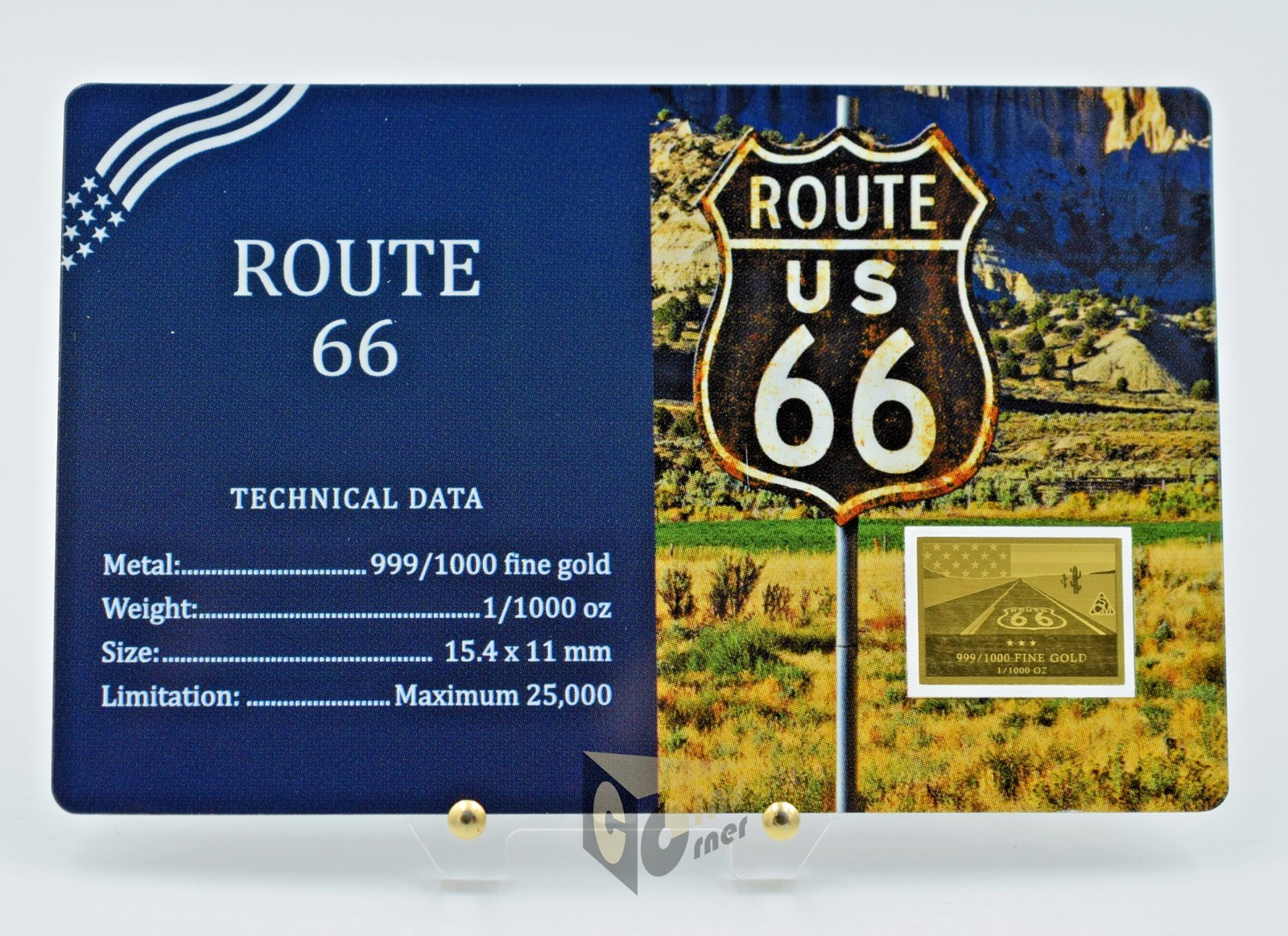 Route 66 America Series 1/1000 Oz 999 Gold Medal