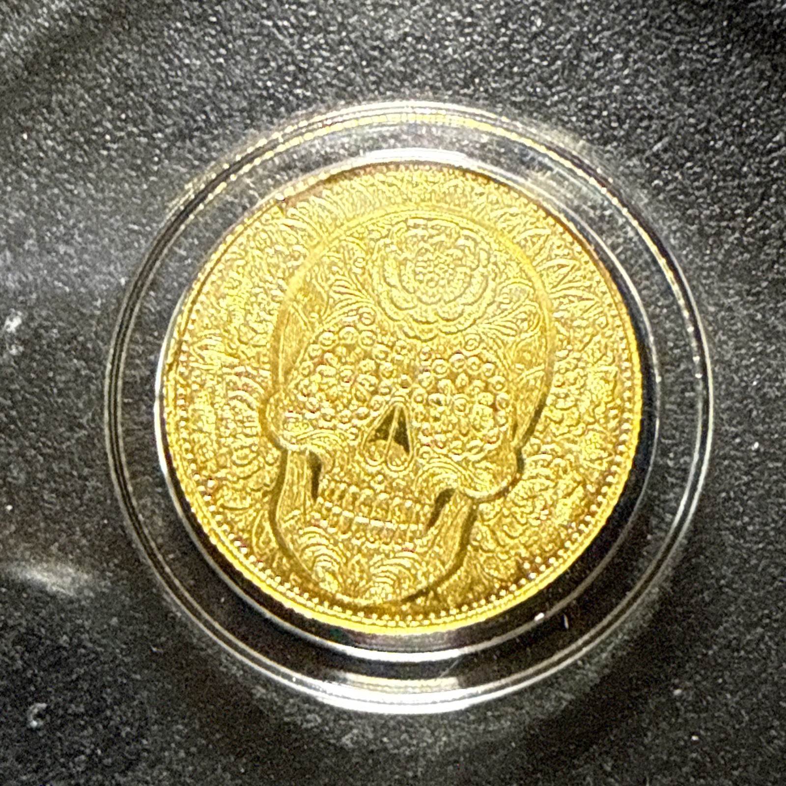 Lot Of 2- 1/200th oz .9999 Fine GOLD Skull Dia De Los Muertos FRACTIONAL GOLD