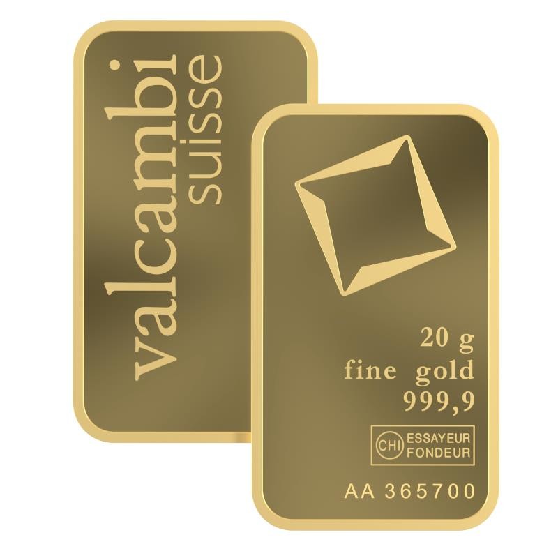 20 gram Valcambi Gold Bar .9999 Fine Gold Bar (In Assay) #A718