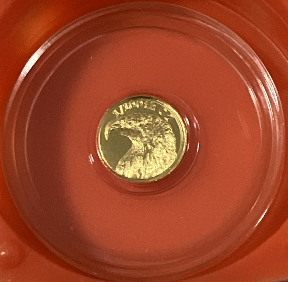1/100 oz .9999 Fine Gold Round American Eagle & Flag in Clear Capsule – Monarch