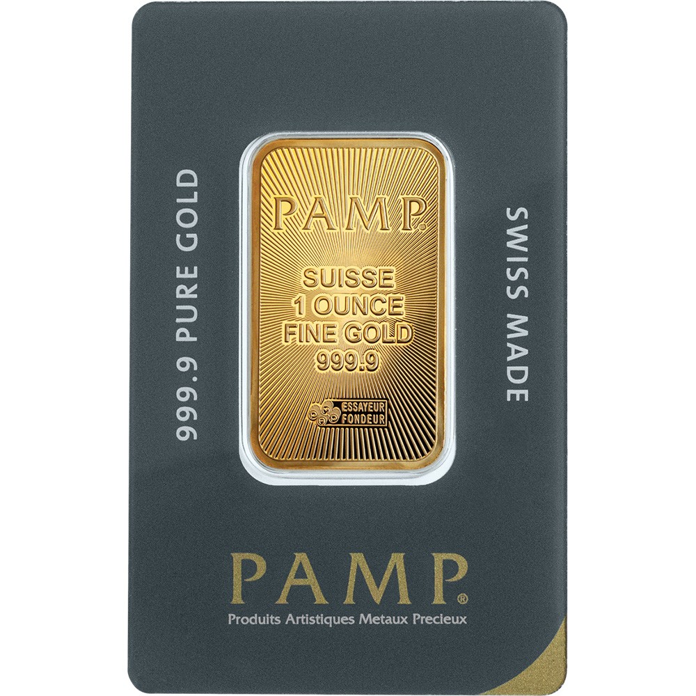 1 oz Gold Bar – PAMP Suisse – 999.9 Fine in Sealed Assay