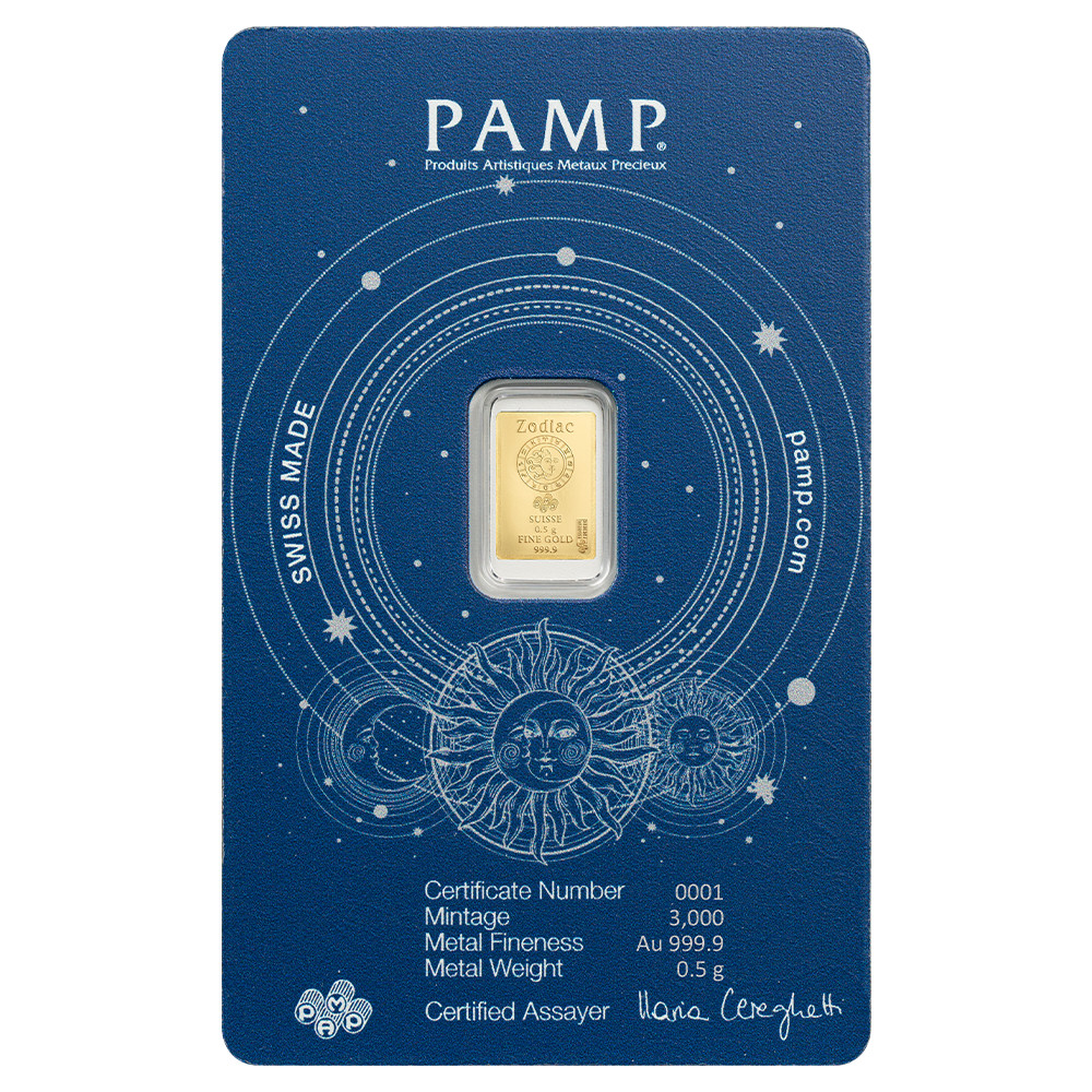 Pamp Suisse Zodiacs Series – Capricorn 1/2 gram Gold Bar – In Assay