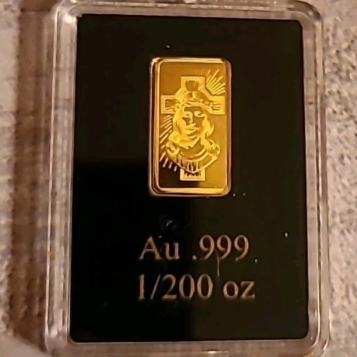 1/200 oz Gold Bar .999 Fine Gold Jesus Republic of Palau $20 Micro Gold