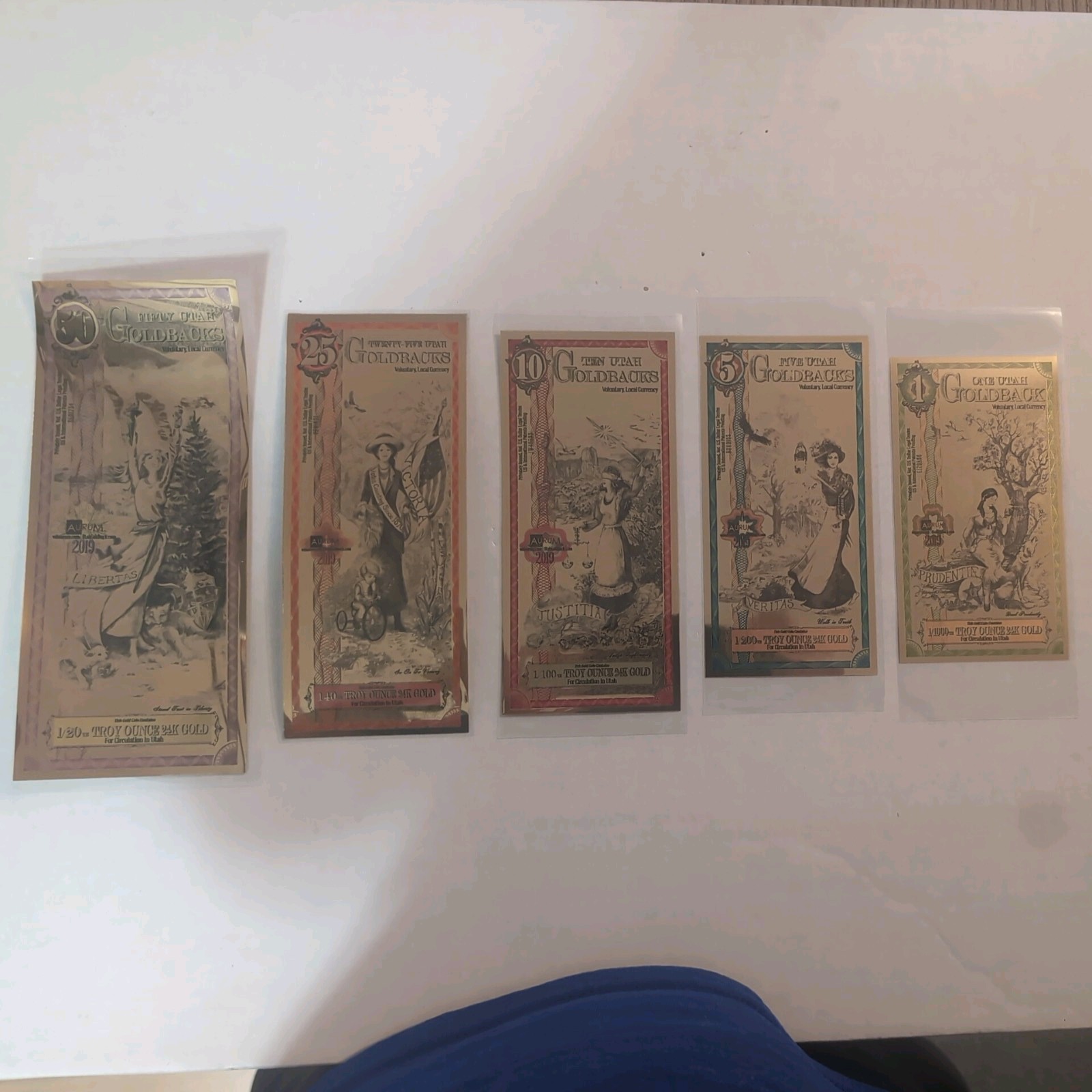 2019 Utah Goldback Set of 1–50 Gold Notes .999 first year of issue by Aurum