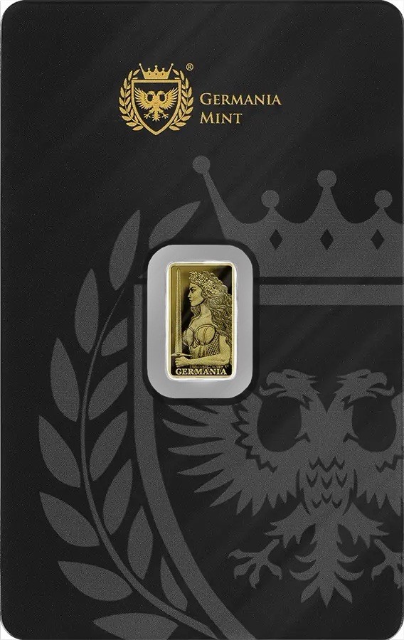 Germania Mint 1/200 oz Gold Bar Proof .9999 Fine Gold In Assay Card 🔥👸⚔️