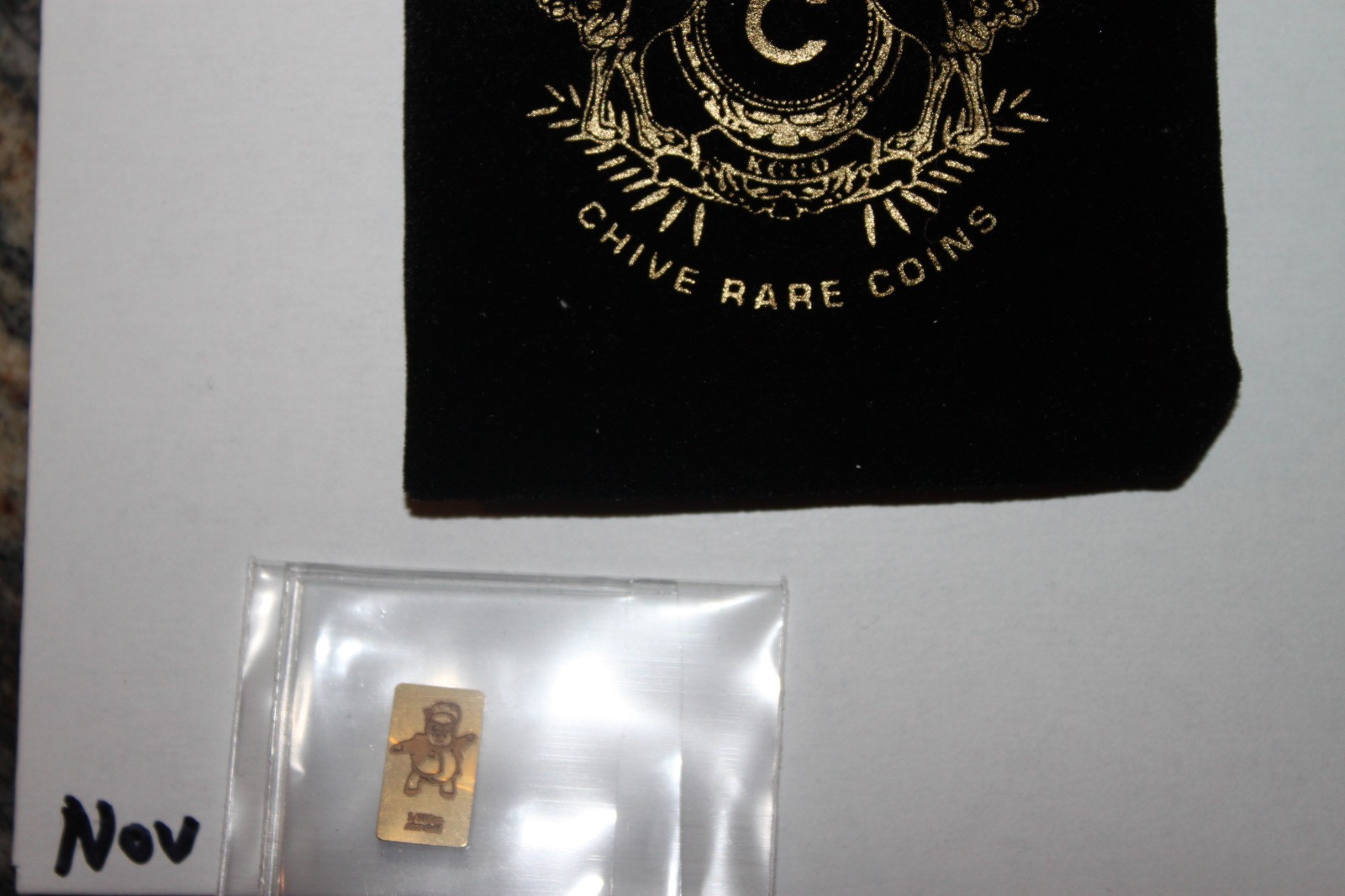 The CHIVE NOVEMBER GOLDEN FARLEY GAME PIECE | 1/100th Oz Gold Bar | SOLD OUT