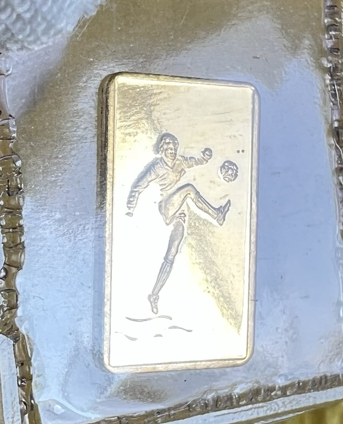 Vintage PAMP Suisse 1 Gram Soccer / Football player 24K Gold Bar – Free Ship!