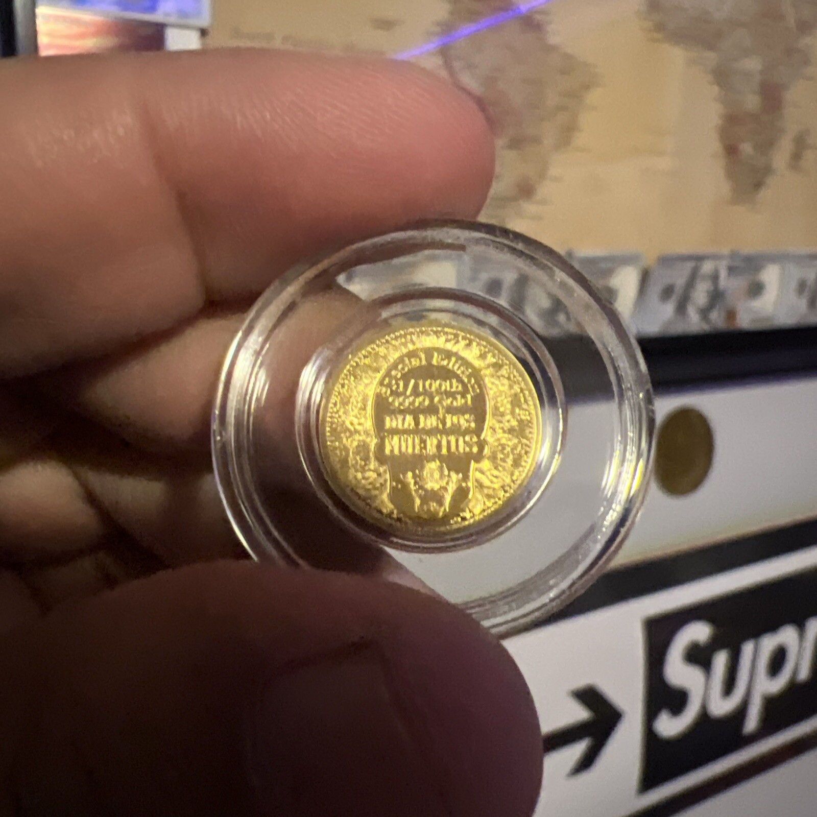 1/100th oz .9999 Fine GOLD Skull Dia De Los Muertos in Capsule FRACTIONAL GOLD