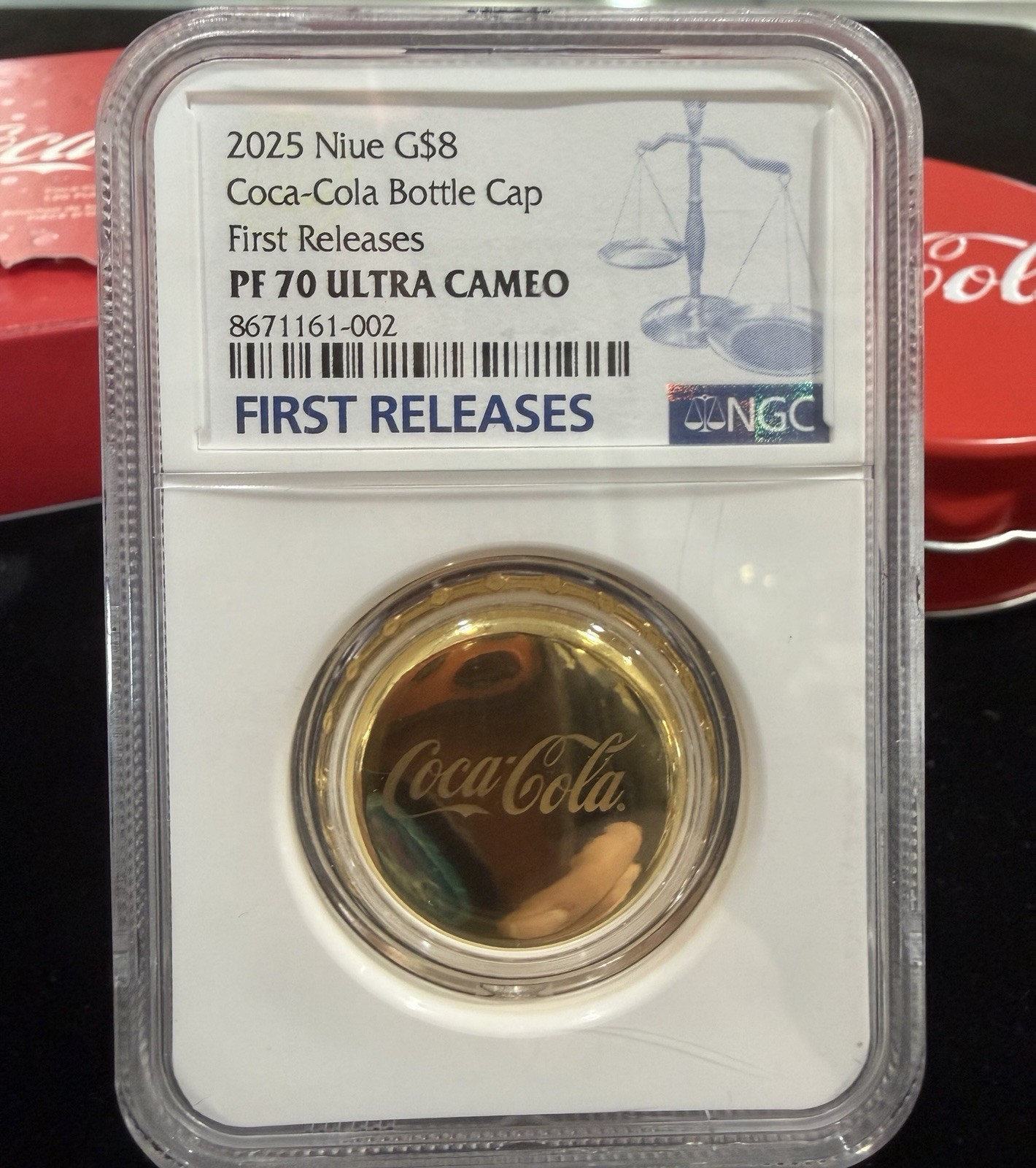 2025 .9999 Gold Niue G$8 Coca-Cola Bottle Cap First Release NGC PF70 ULTRA CAMEO
