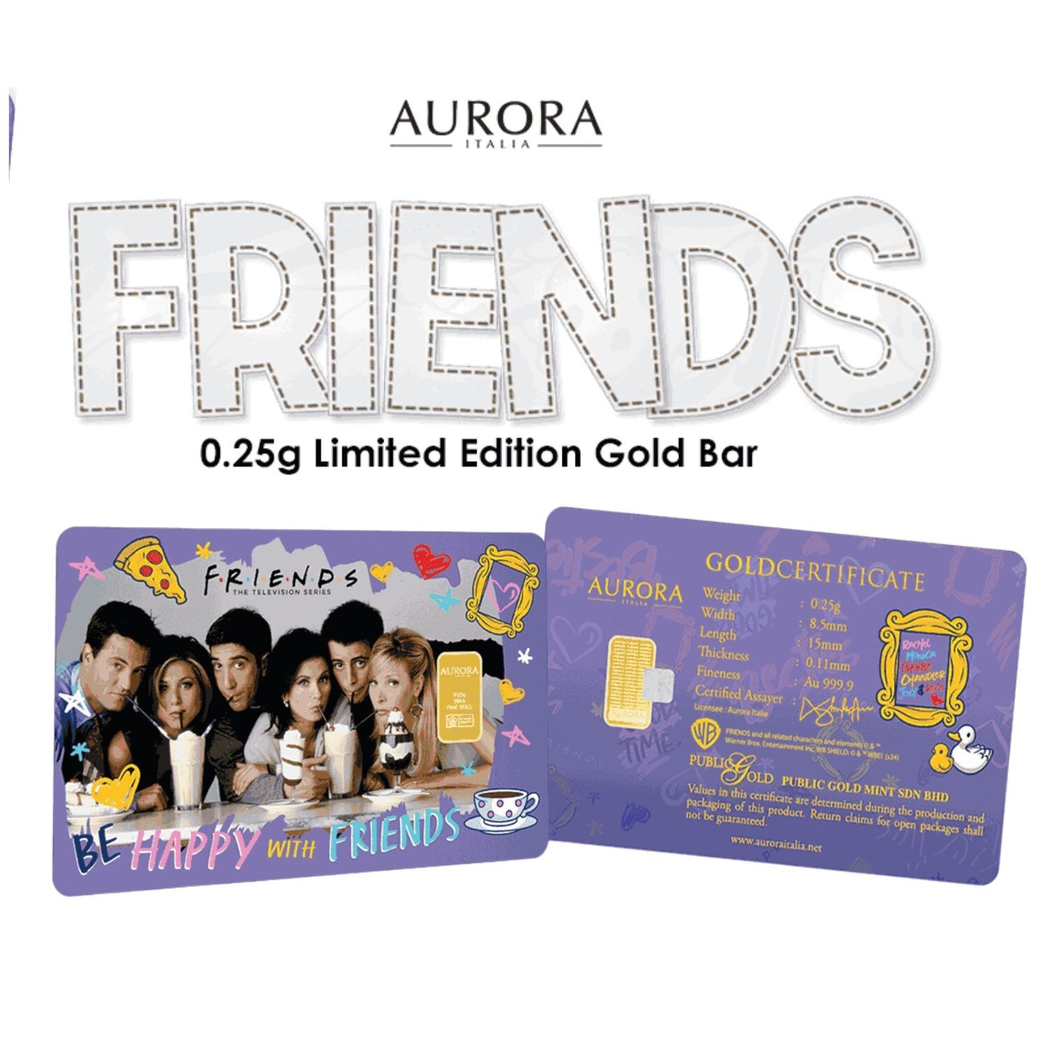 Friends Limited Edition Gold Bar 0.25gram 999.9 FreeShip