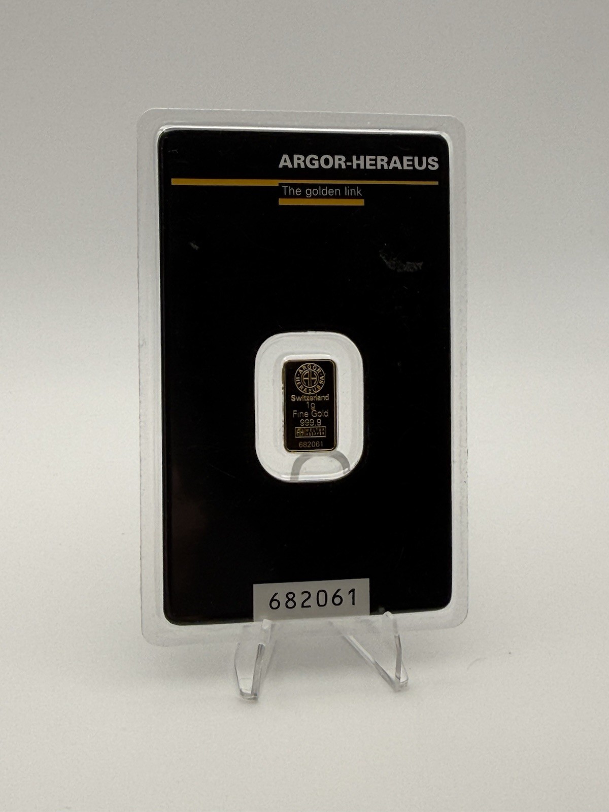 1 gram Gold Bar – Argor Heraeus – 999.9 Fine in Assay