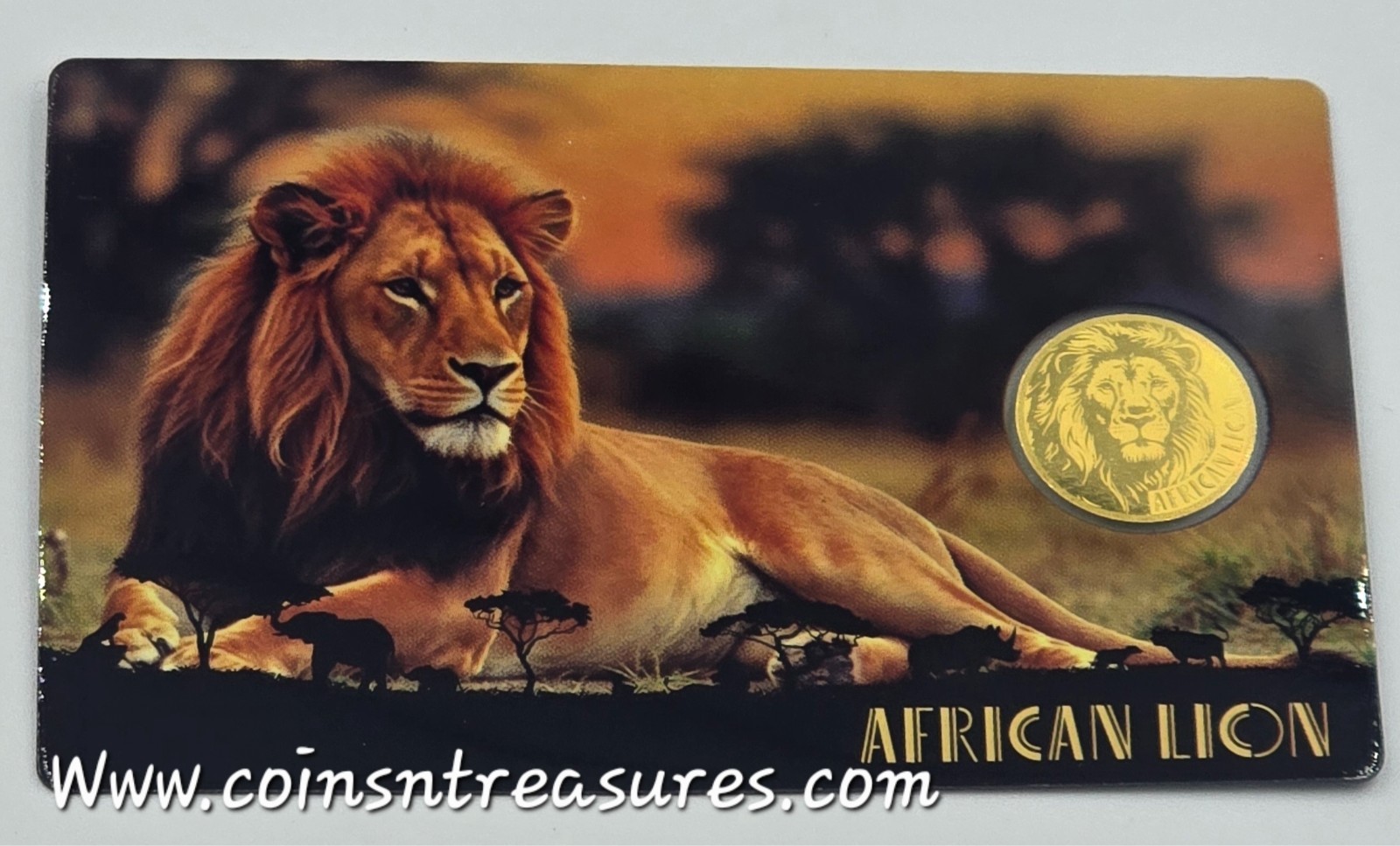 AFRICAN LION 1/1000 Oz Gold 999 Coin in Card