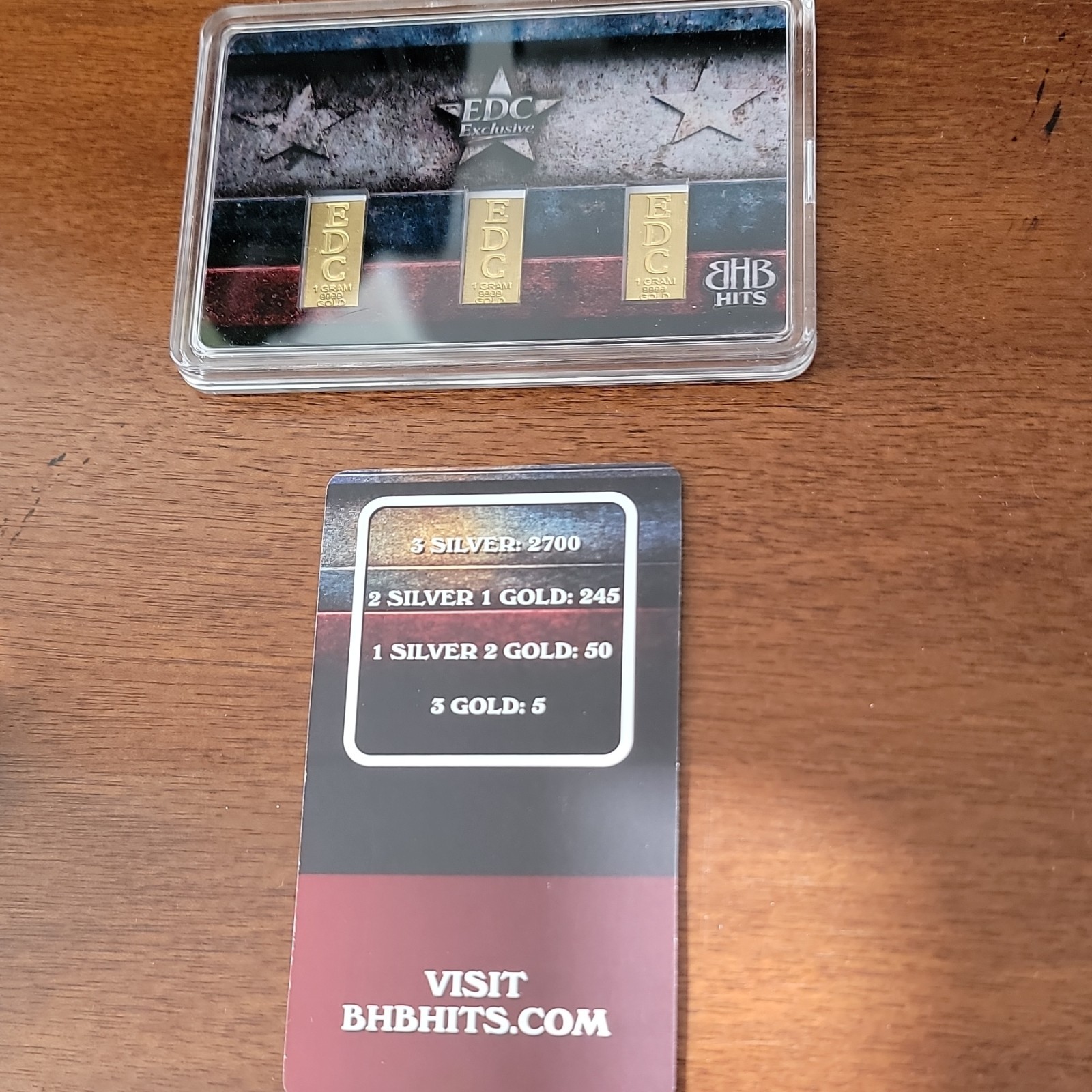 BHB HITS TRIPLE GRAMS SERIES 2 EDC Exclusive 3g .9999 Gold In Assay 1 Of 5