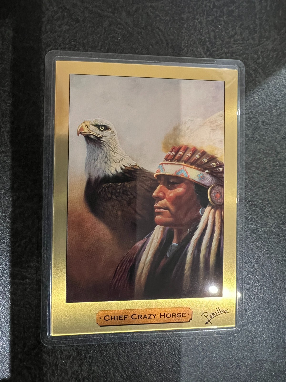 1991 Chief Crazy Horse PM Card Gold Sioux Indian Tribe E0901