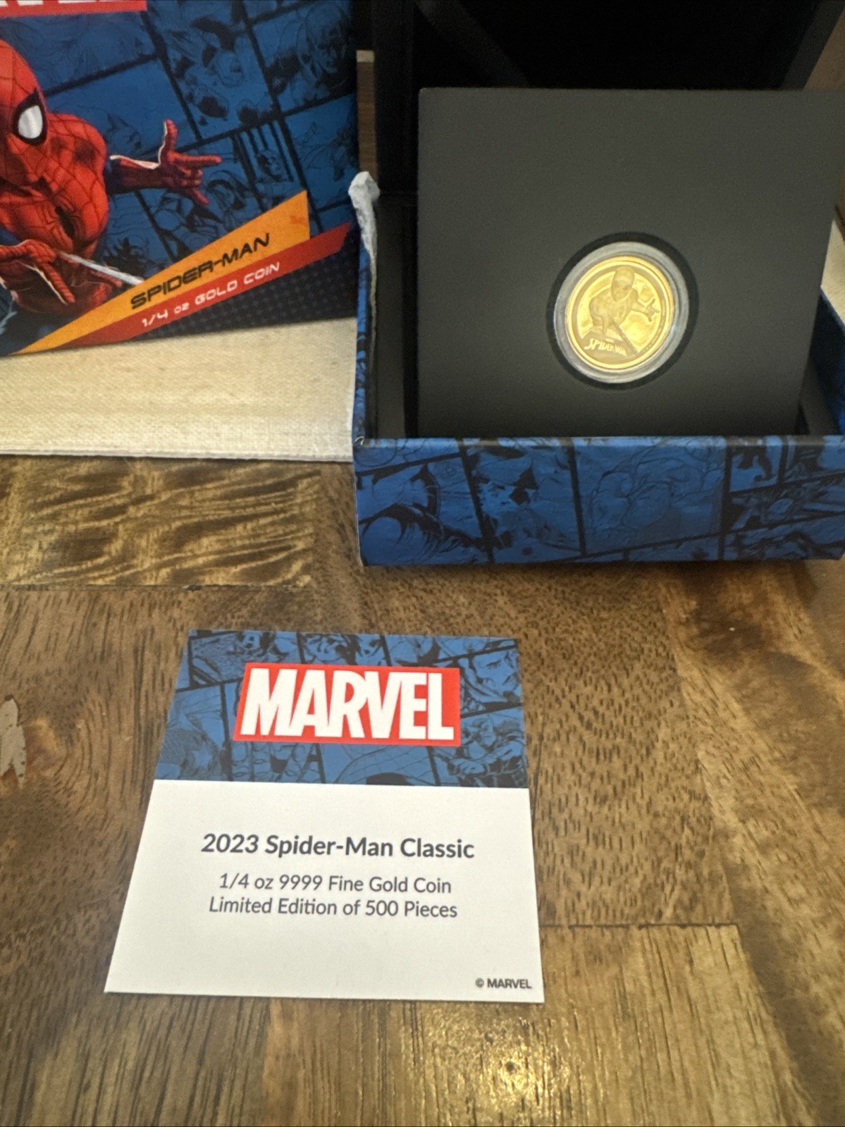 🕷️Marvel Spider-Man🕷️1/4 oz Gold Proof Coin Limited Edition 💥 COA #286