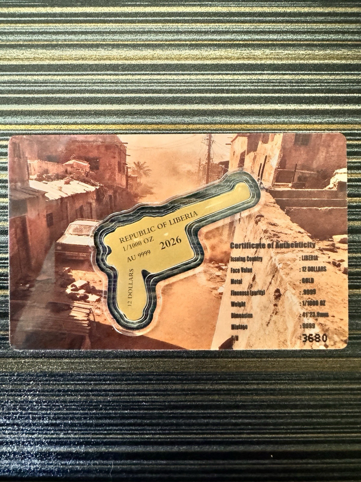 2026 Mauser C96 Pistol Shaped 1/1000 oz .9999 Gold Coin Note Liberia