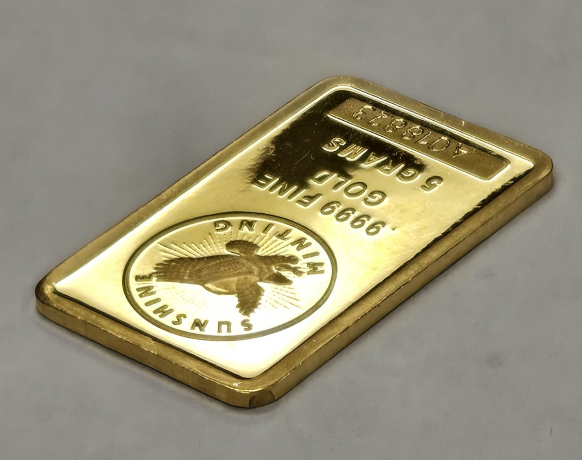 5 Gram Sunshine Minting Gold Bar .9999 Fine Gold Bullion Bar