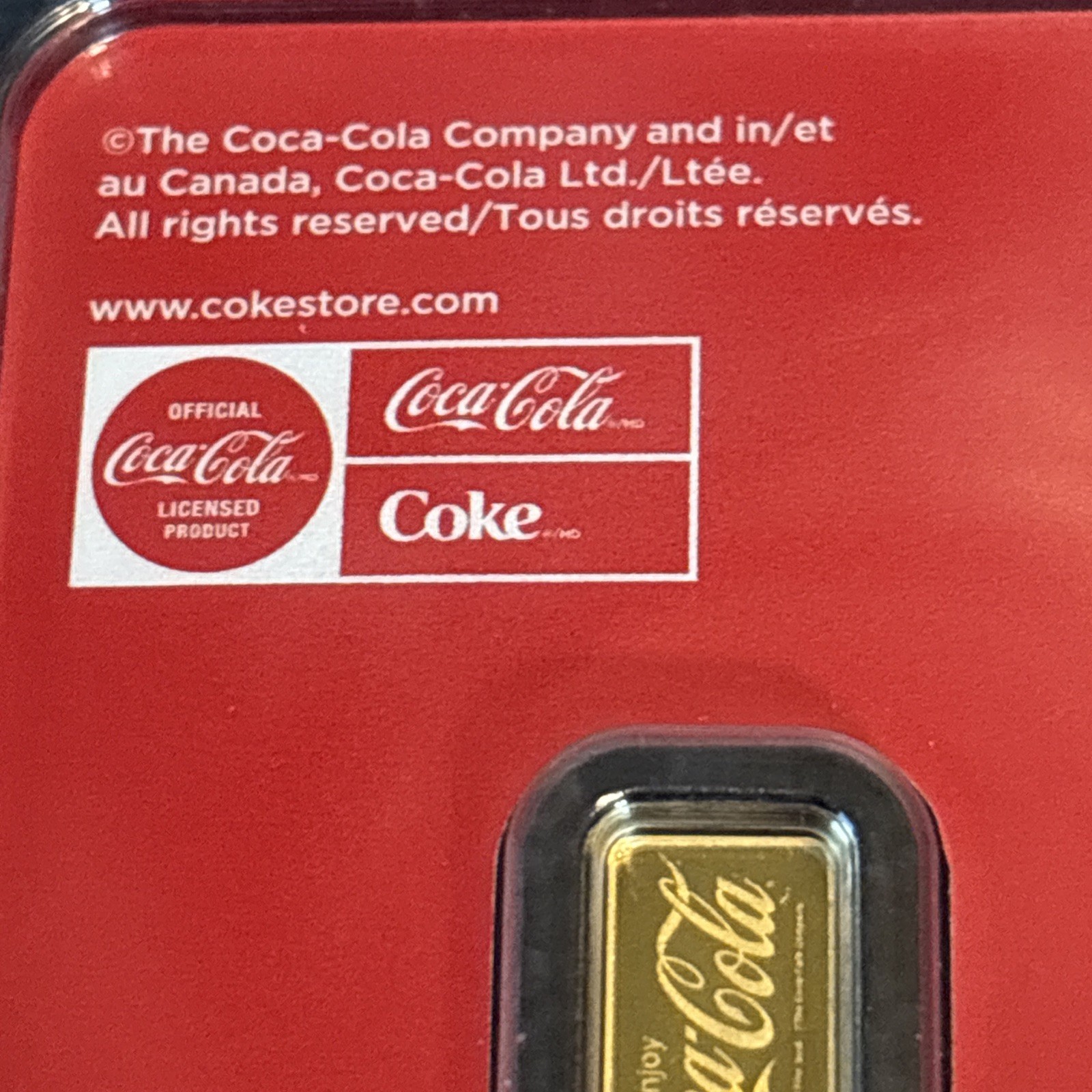 .5 g .9999 Gold Coca-Cola Bar Licensed Collectible