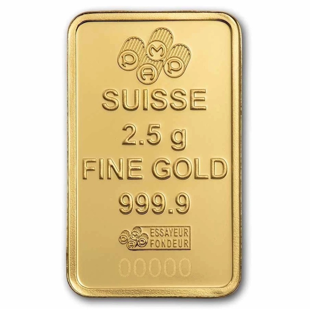 2.5 gram Gold Bar – PAMP Suisse Lady of Liberty (In Assay)