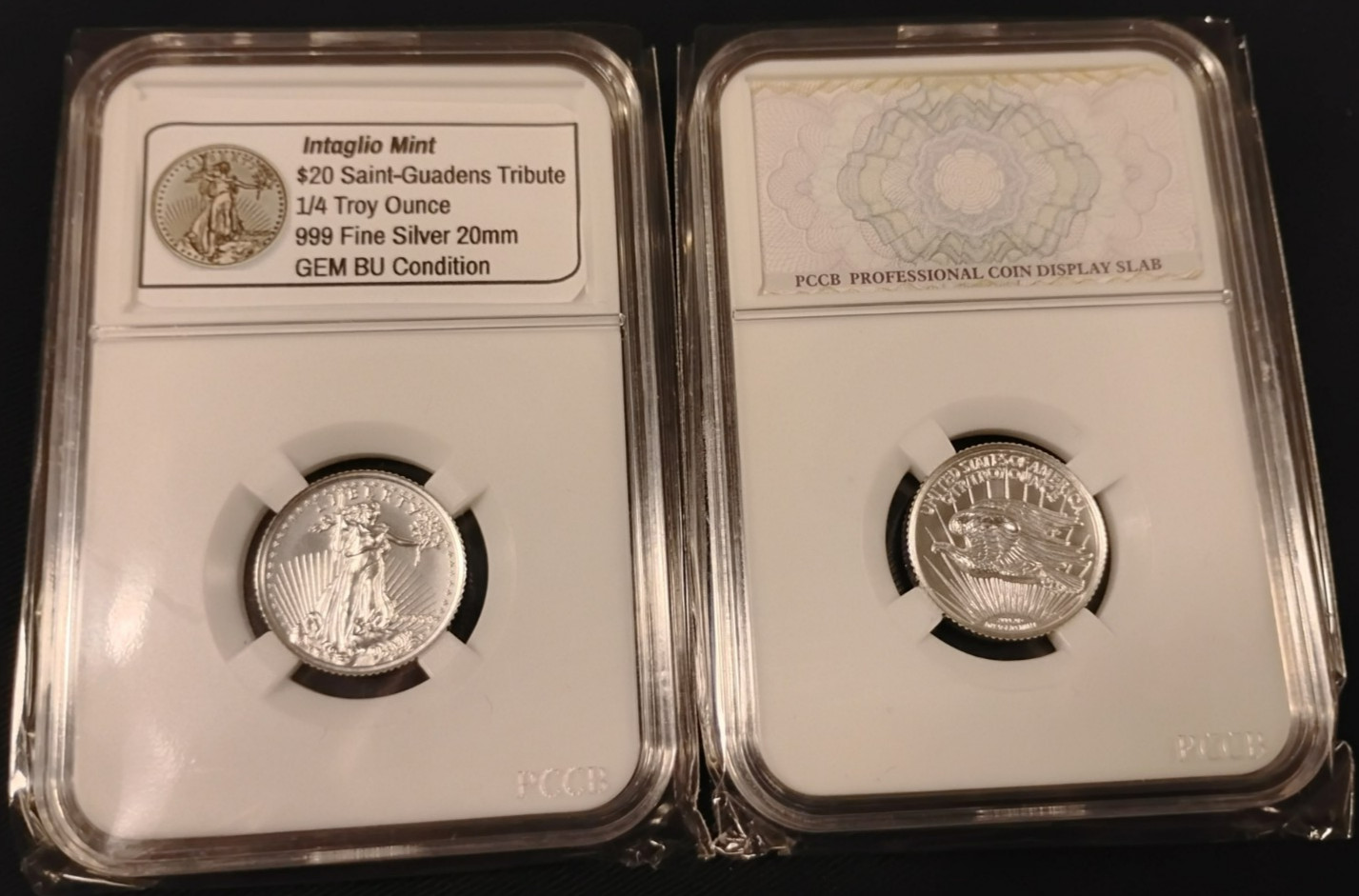 Saint-Gaudens 1/4 oz 999 Fine Silver Tribute Round in PCCB Coin Holder GEM MINT!