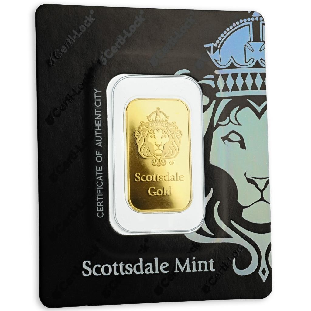 10 gram .9999 Gold Bar – Sealed in Certi-LOCK COA by Scottsdale Mint #A376