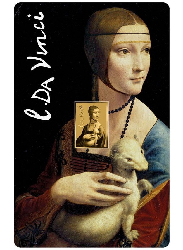 Da Vinci Lady with an Ermine 1/1000 Oz Gold 999 Coin card 3000 Francs Chad 2024