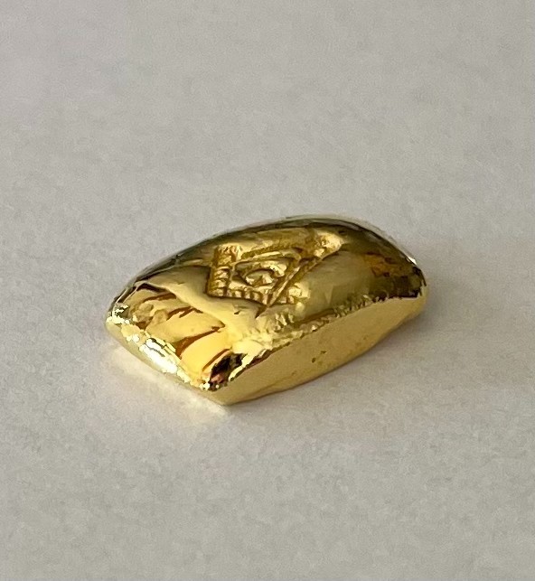 FreeMason 5 g GOLD .9999 hand poured 2026 bar 99.99% pure solid gold masonic