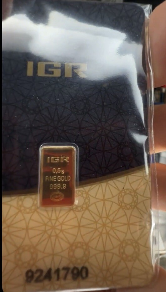 0.5 gram IGR Gold Bar – Istanbul Gold Refinery – 999.9 Fine in Sealed Assay -RME
