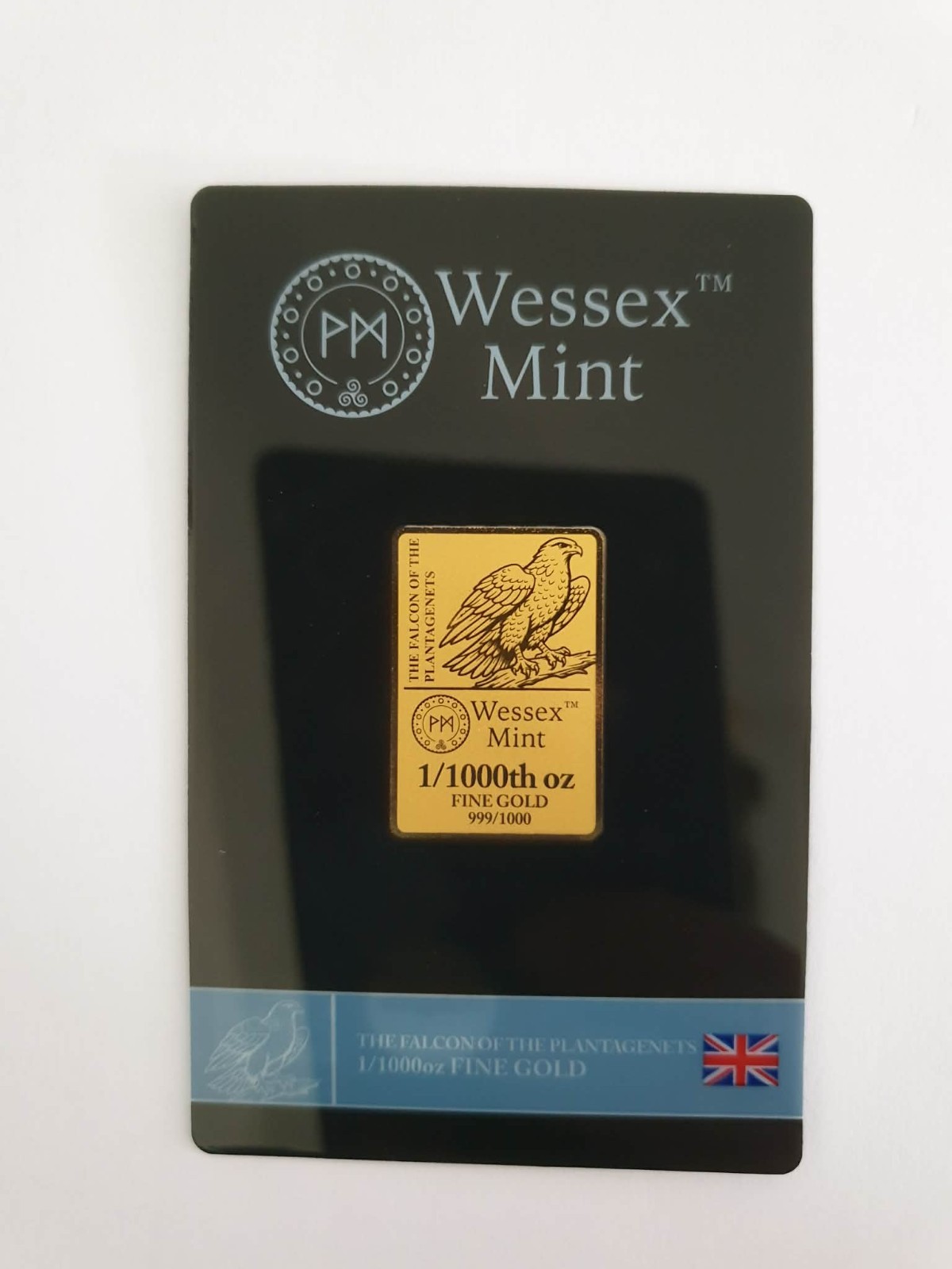 1/1000 oz The Falcon Of The Plantagenets 24K Gold Bar LBMA CERTIFICATE-WESSEX MI