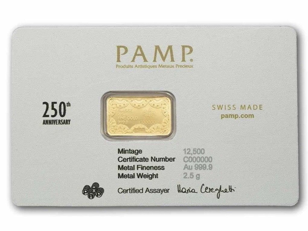 🇺🇸 2.5 gram Gold Bar – PAMP 250th Anniversary of the USA