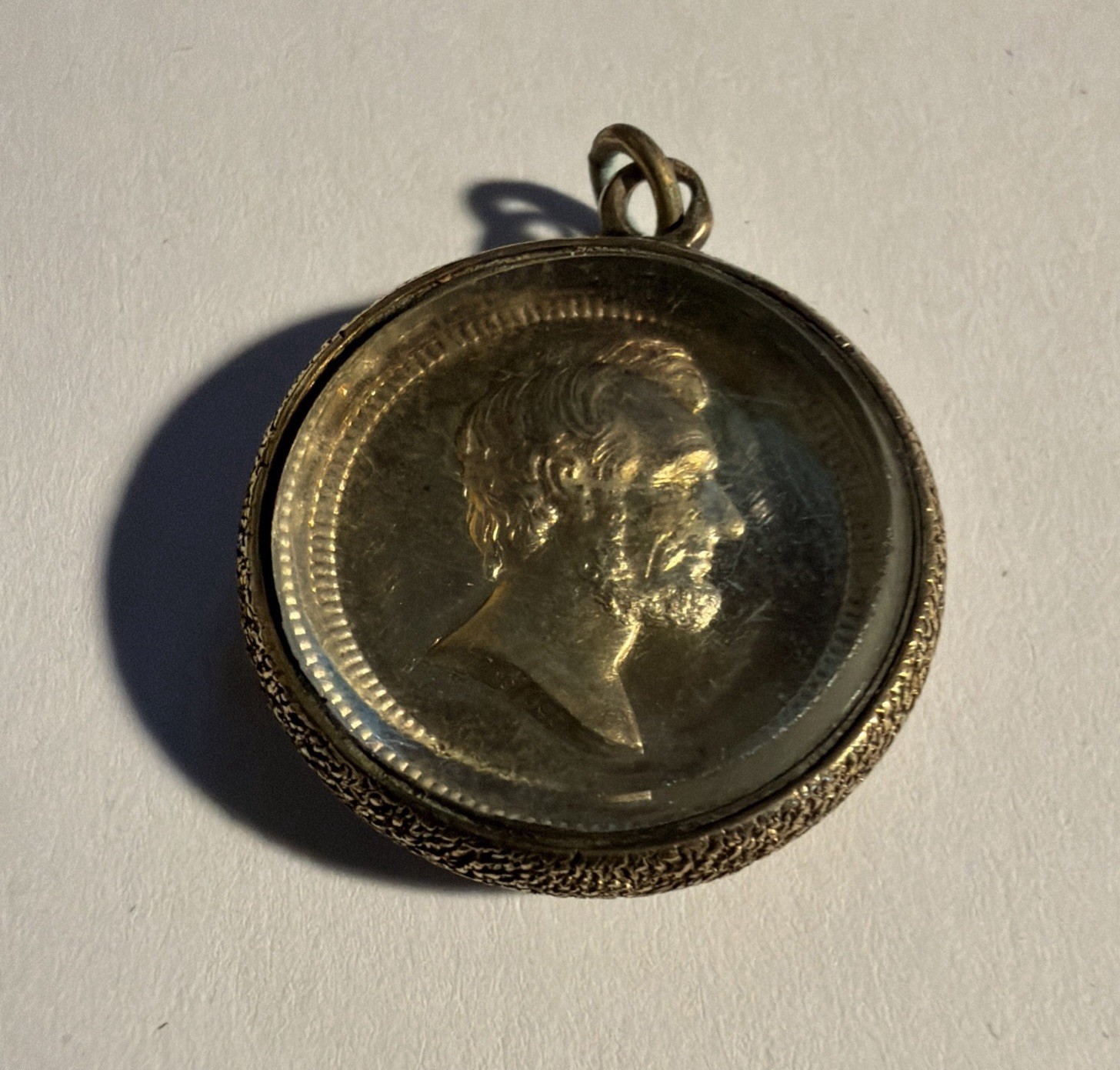 Rare and beautiful Circa 1865 Washington / Lincoln Medal / In 14k Gold Pendent