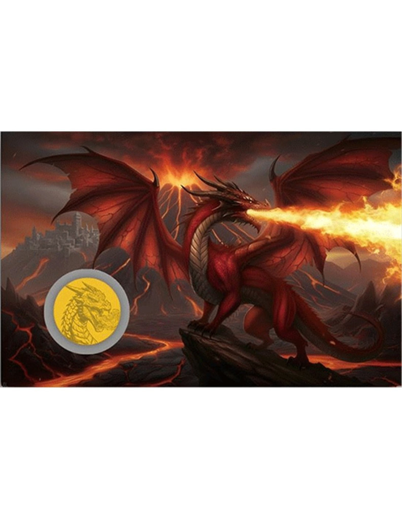 Fire Dragon 1/1000oz 999 Gold Coin in Themed Card