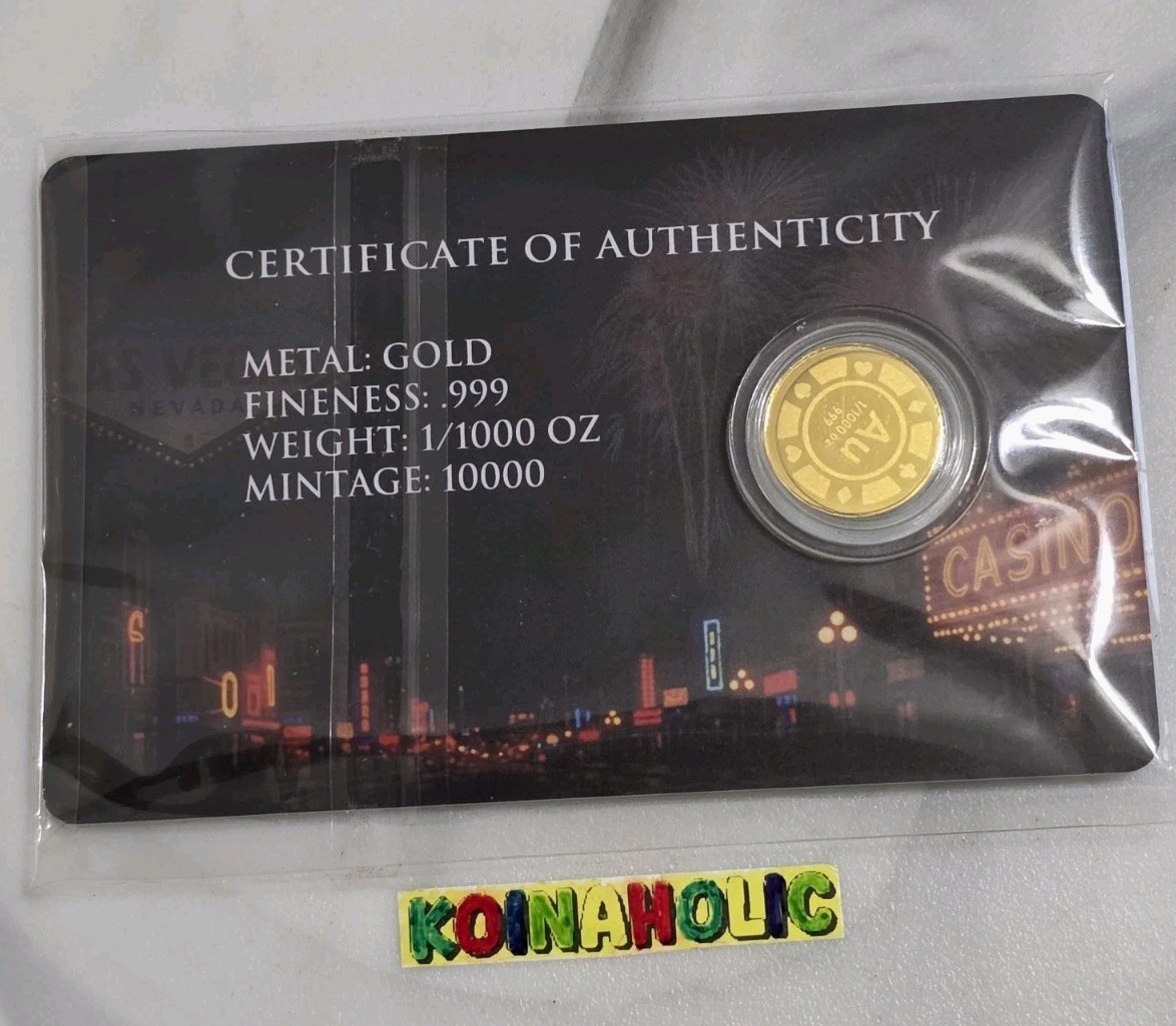 Roulette GOLD 1/1000 oz .999 Fine Coin in Card COA Limited Mintage 10,000🔥