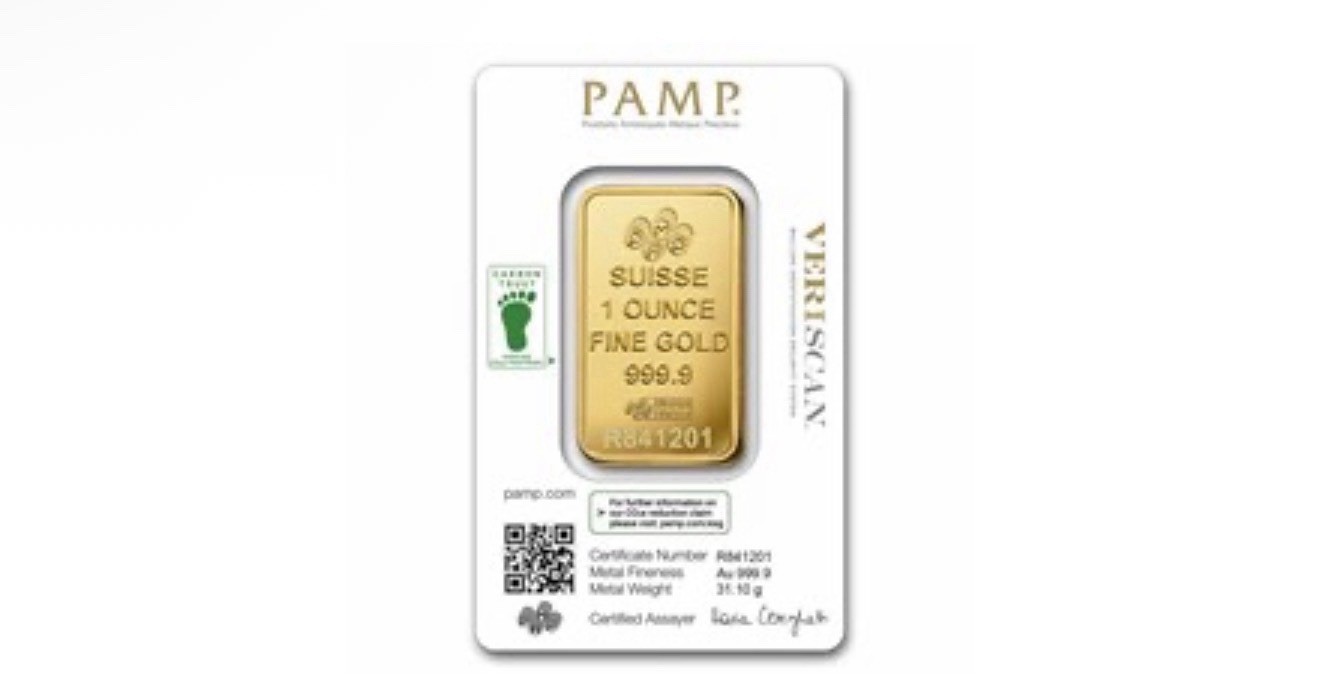 PAMP Suisse 1 oz Fine Gold 999.9 Bar in Veriscan Assay Card, 1 oz Total