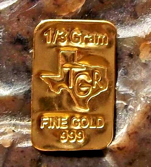(4X) GOLD 1/3 GRAM 24K PURE TGR BULLION BAR 999 CERTIFIED INGOTS FREE 2DAY SHIP