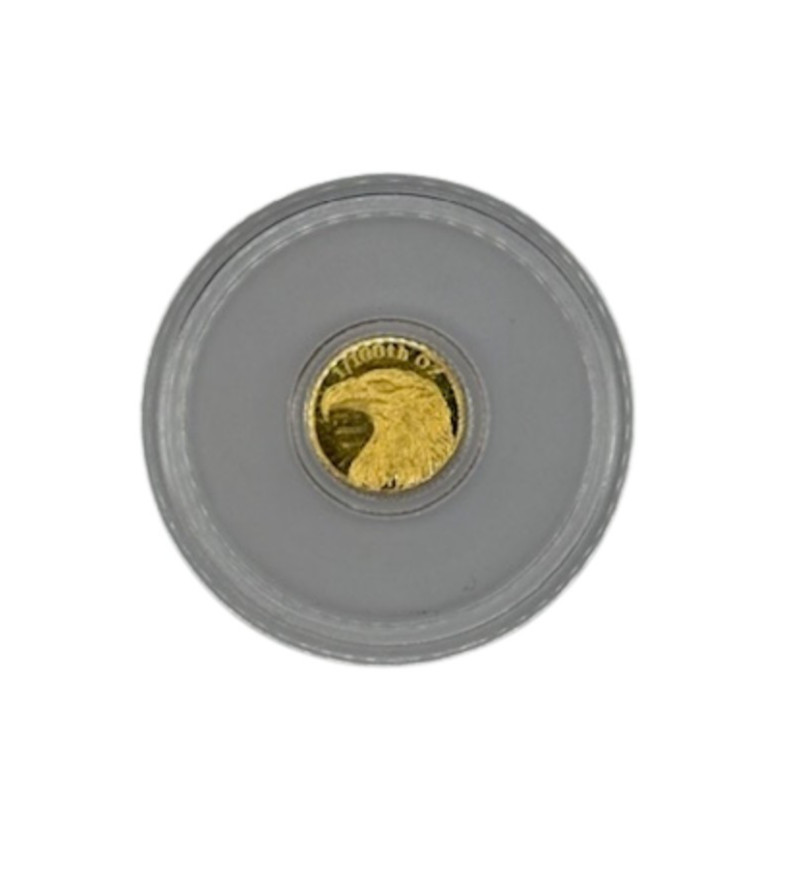 1/100 oz .9999 Fine Gold Round American Eagle & Flag in Clear Capsule – Monarch
