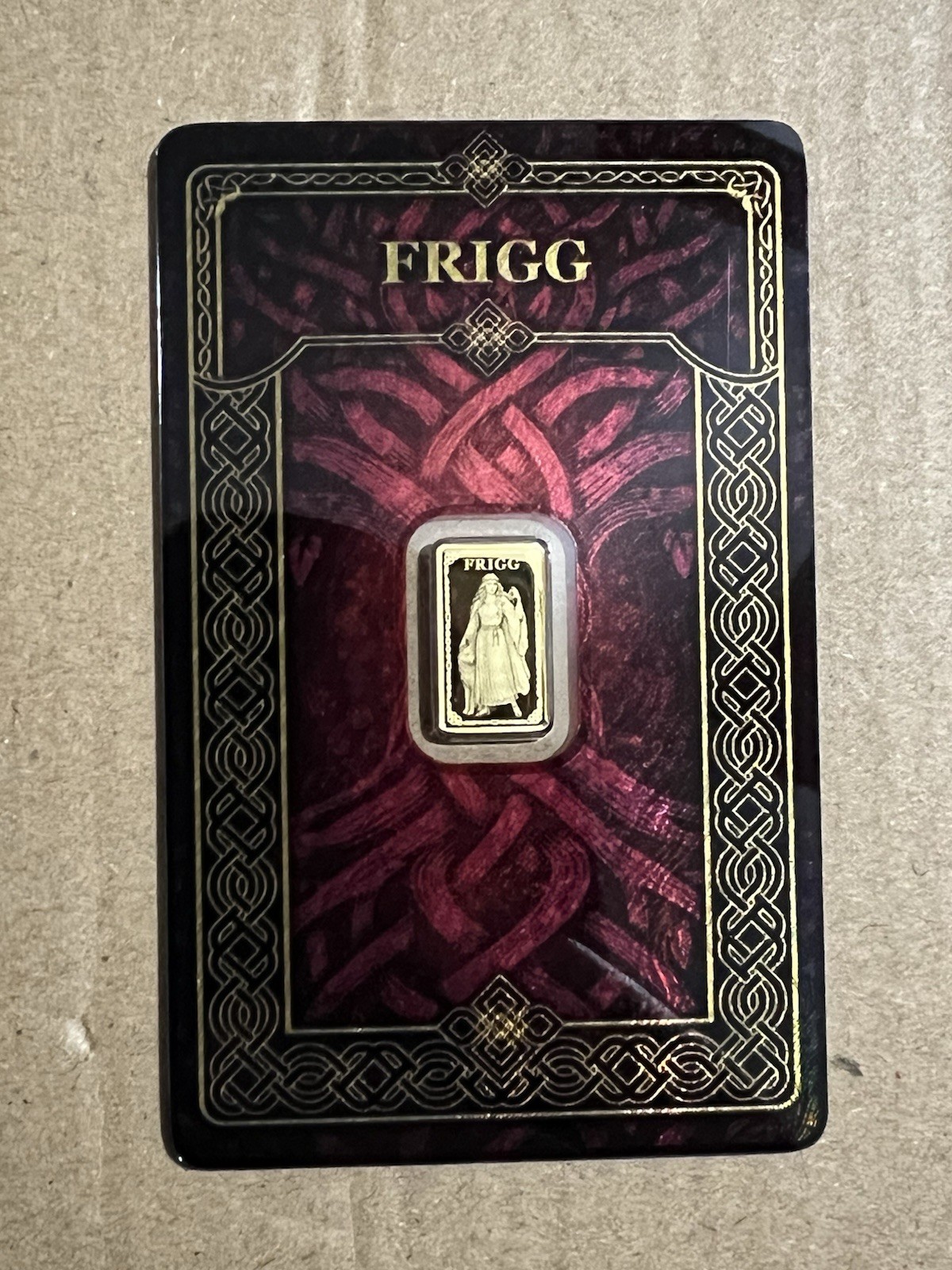 Germania Mint 1/100 oz Gold Bar In Assay 999.9 Fine Gold Frigg Bar