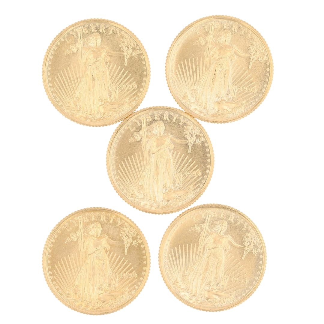 10 – 1998 $5 American Gold Eagle 1/10 oz .999 Fine Gold Bullion U.S. Mint