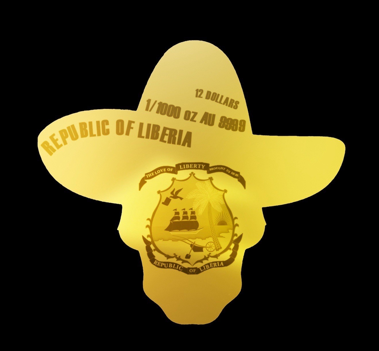 2026 Liberia Dia De Los Muertos Shaped 1/1000 oz 999 Fine Gold Coin ~ in Card