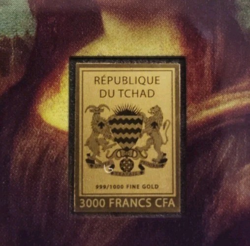 2023 Republic of Chad 3000 Francs CFA “Mona Lisa” 1/1000 oz .999 Fine Gold Coin
