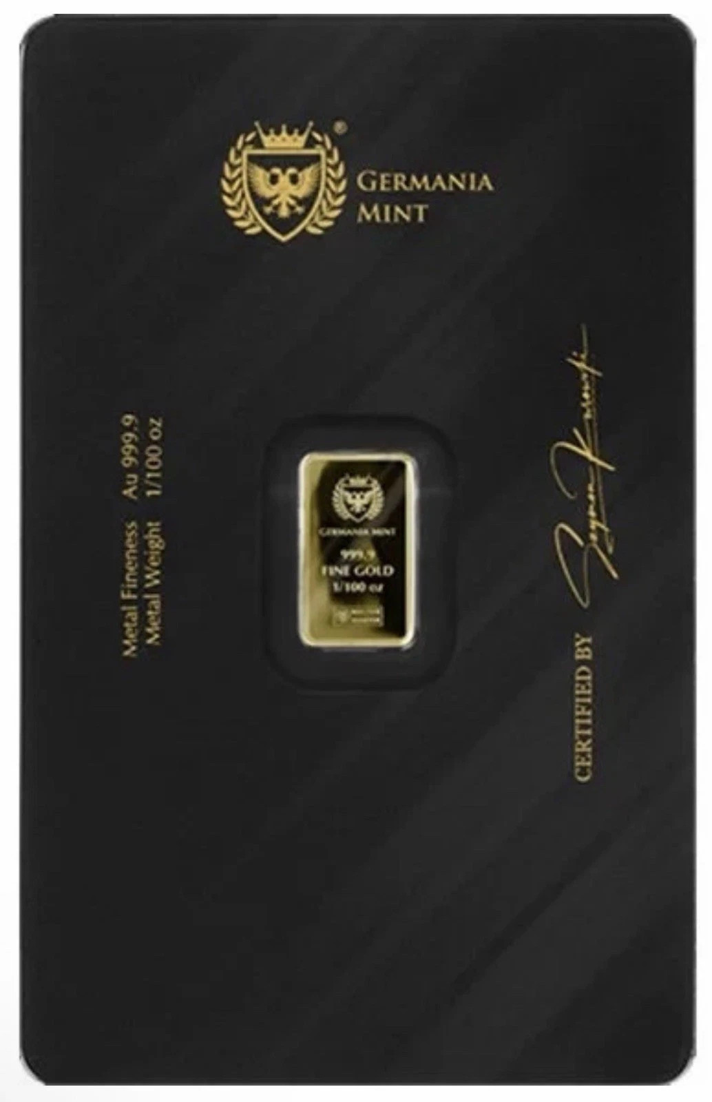 2025 Germania 1/100th Proof Gold Lady Germania in Assay