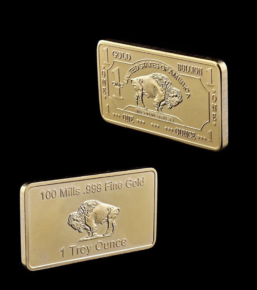 1 OZ – Gold Buffalo Bullion Bar . 999 Fine 24k