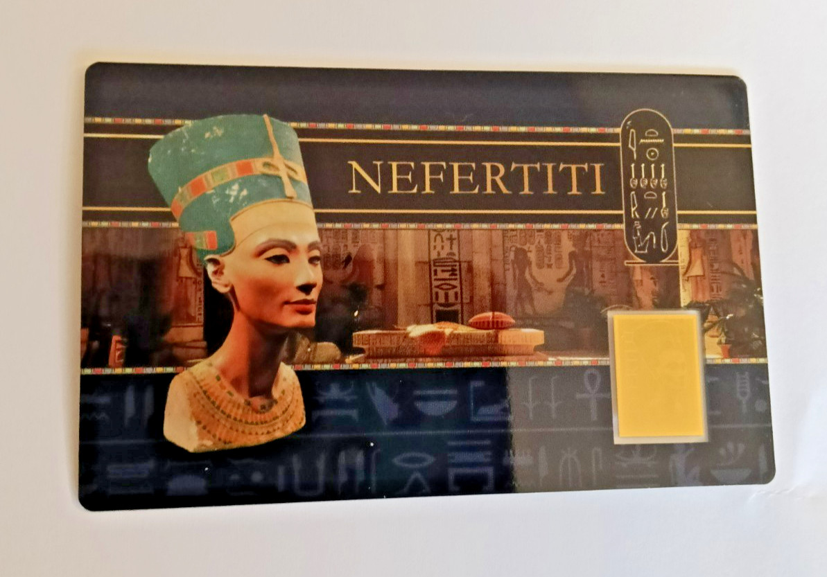 1/1000th oz Queen Nefertiti Gold coin card with free shipping