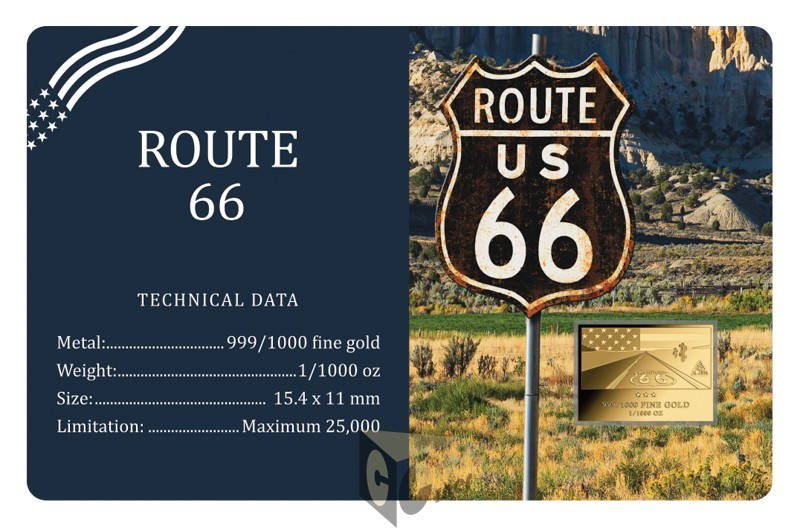 Route 66 America Series 1/1000 Oz 999 Gold Medal