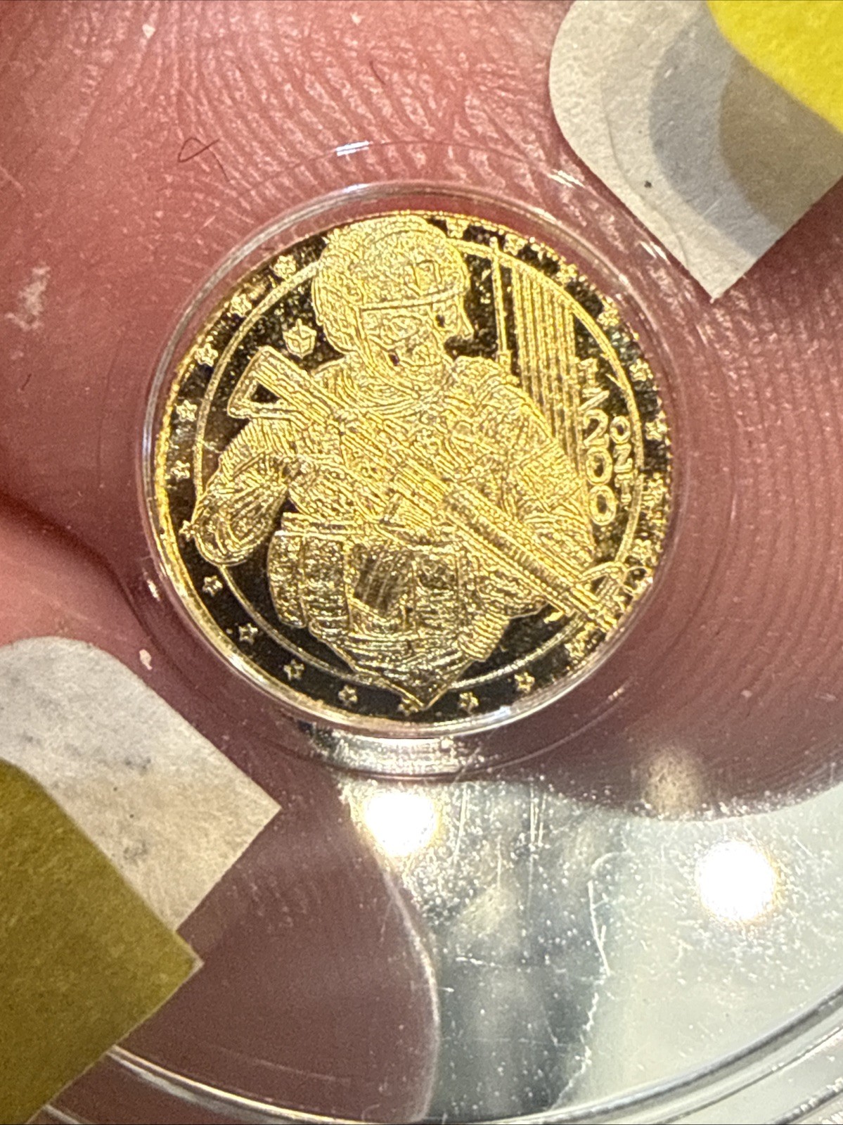 Monarch Mint 1/200 oz .9999 Fine Gold Tactical Skeleton Round Coin In Capsule
